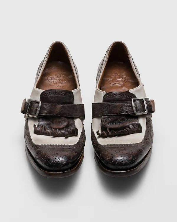Shanghai W Glacé kalv och Nubuck Monk Strap