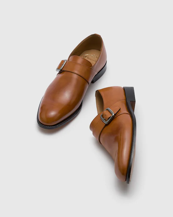 Westbury blekade kalvskinn monk strap
