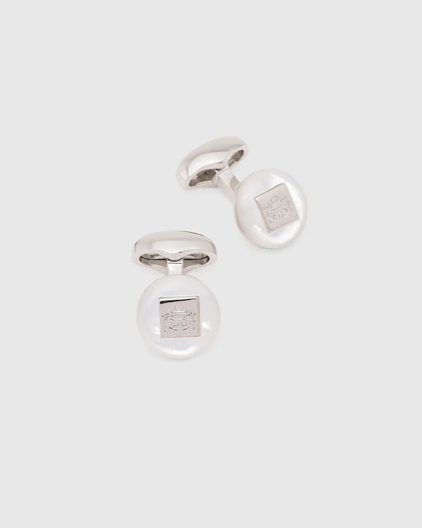 Crest Cufflink Haematit & Rhodiumplaterad Crest