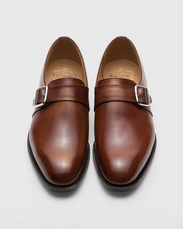 Westbury blekade kalvskinn monk strap
