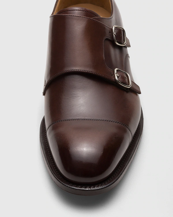 Cowes blekade kalvskinn monk strap