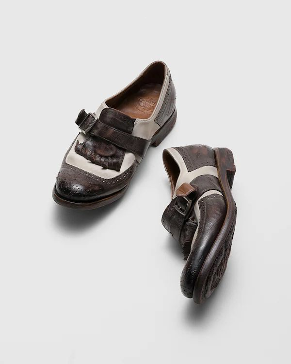 Shanghai W Glacé kalv och Nubuck Monk Strap