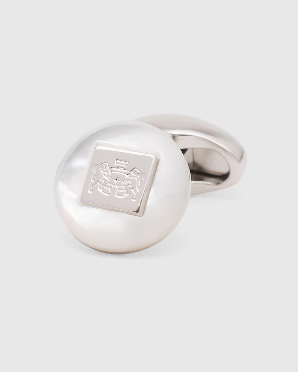 Crest Cufflink Haematit & Rhodiumplaterad Crest