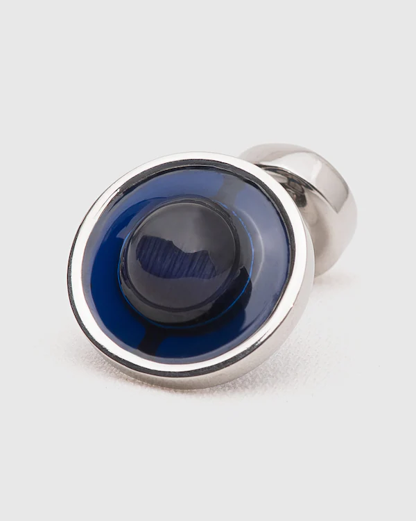 Schwebande sten manchetknappar Catseye & rhodierade oval